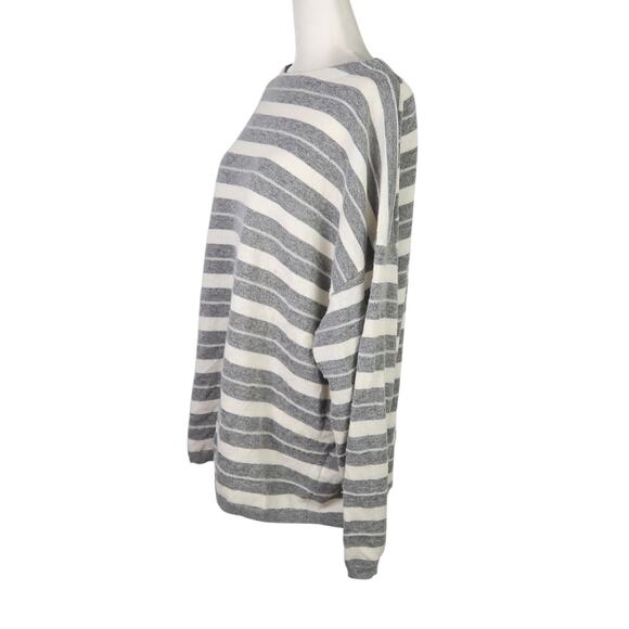 ALL SAINTS Grey and Cream Striped Alpaca Wool Blend Sweater Womens S - Picture 3 of 7